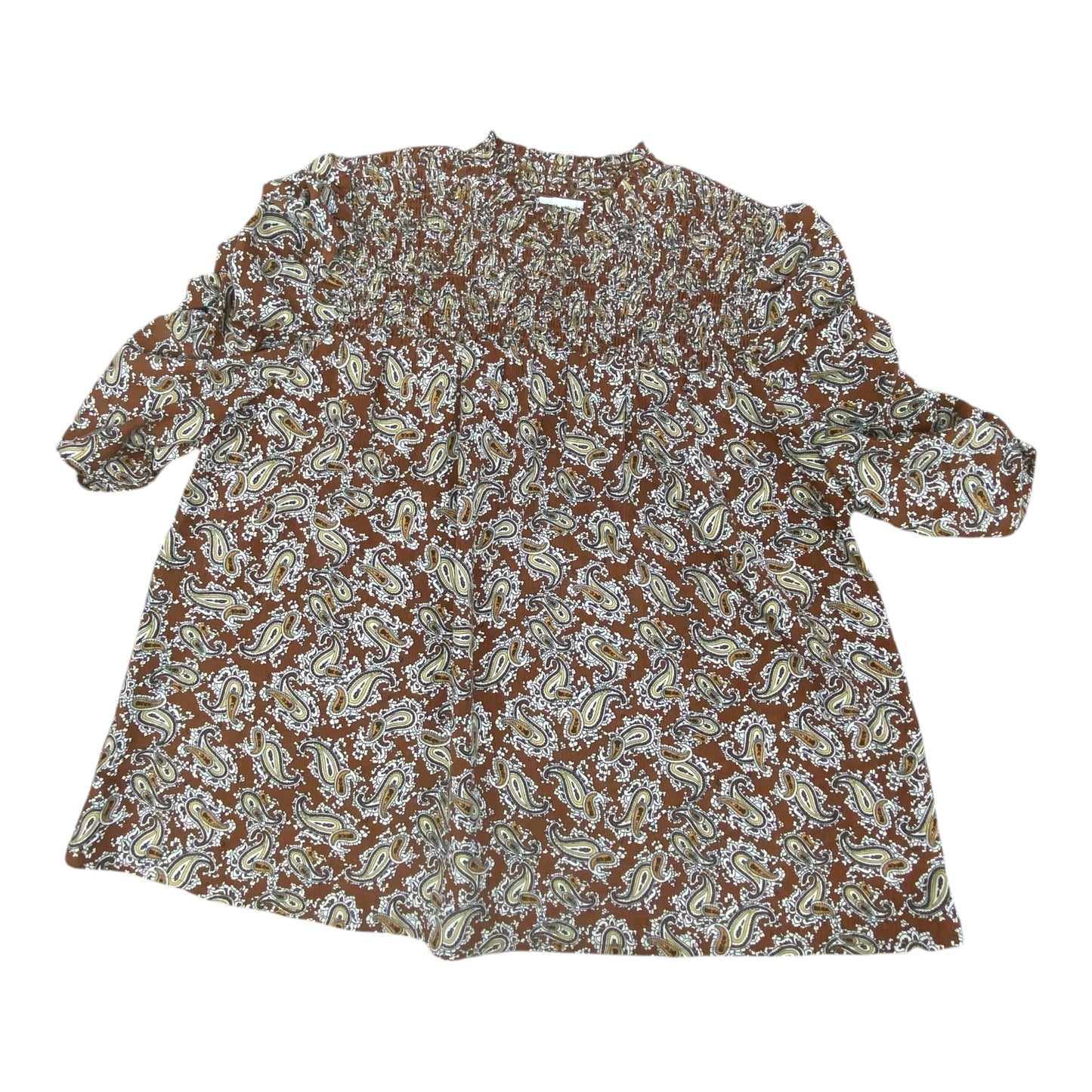 Top 3/4 Sleeve By Thml In Brown, Size:S