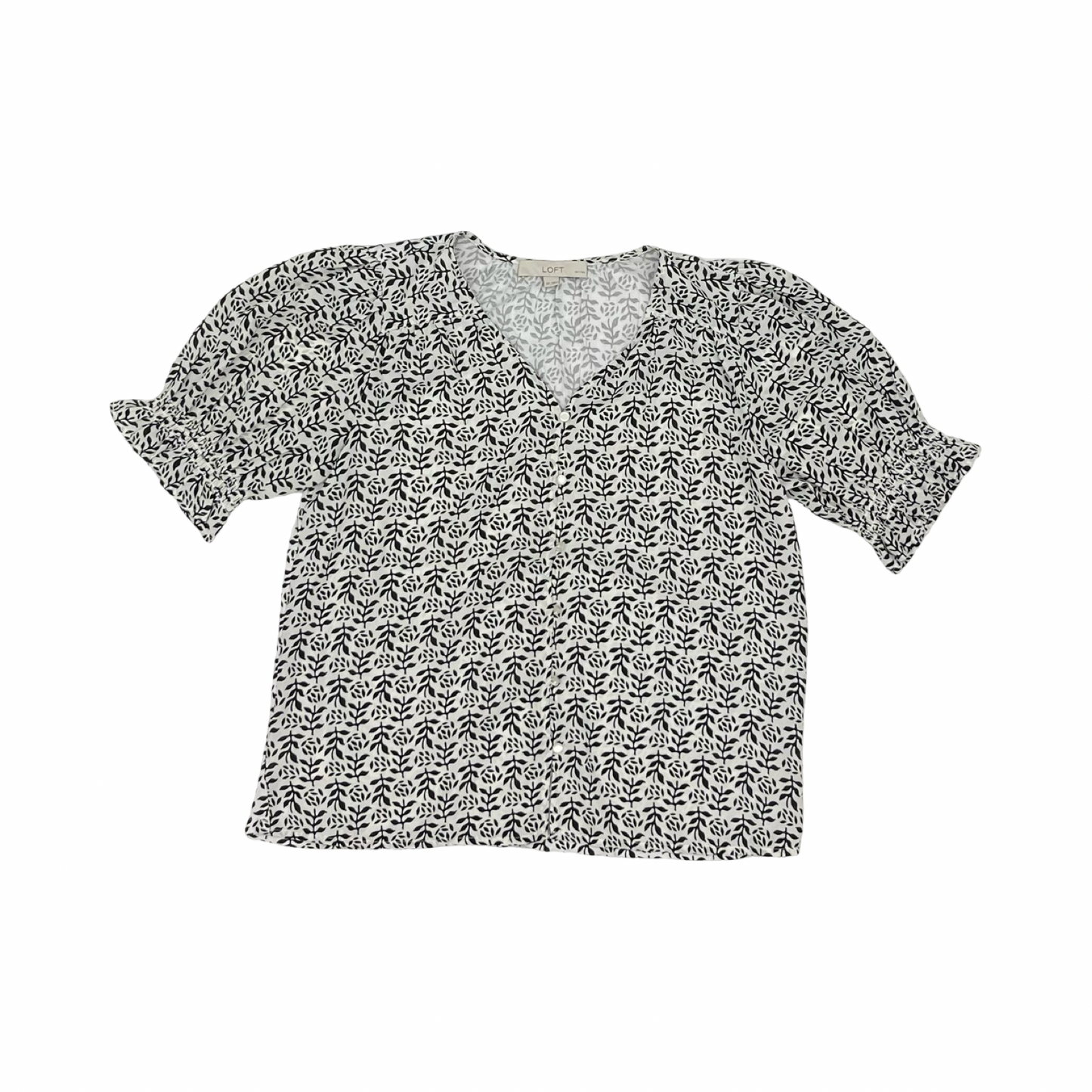 Blouse Ss By Loft In Black & Cream, Size:Sp