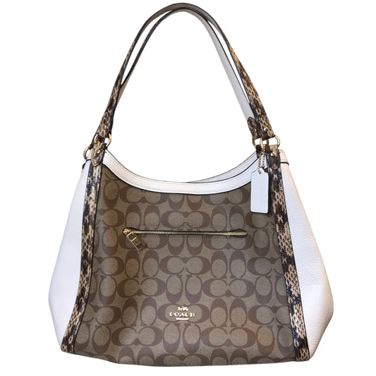 Handbag Designer By Coach In Cream & Tan, Size:Medium