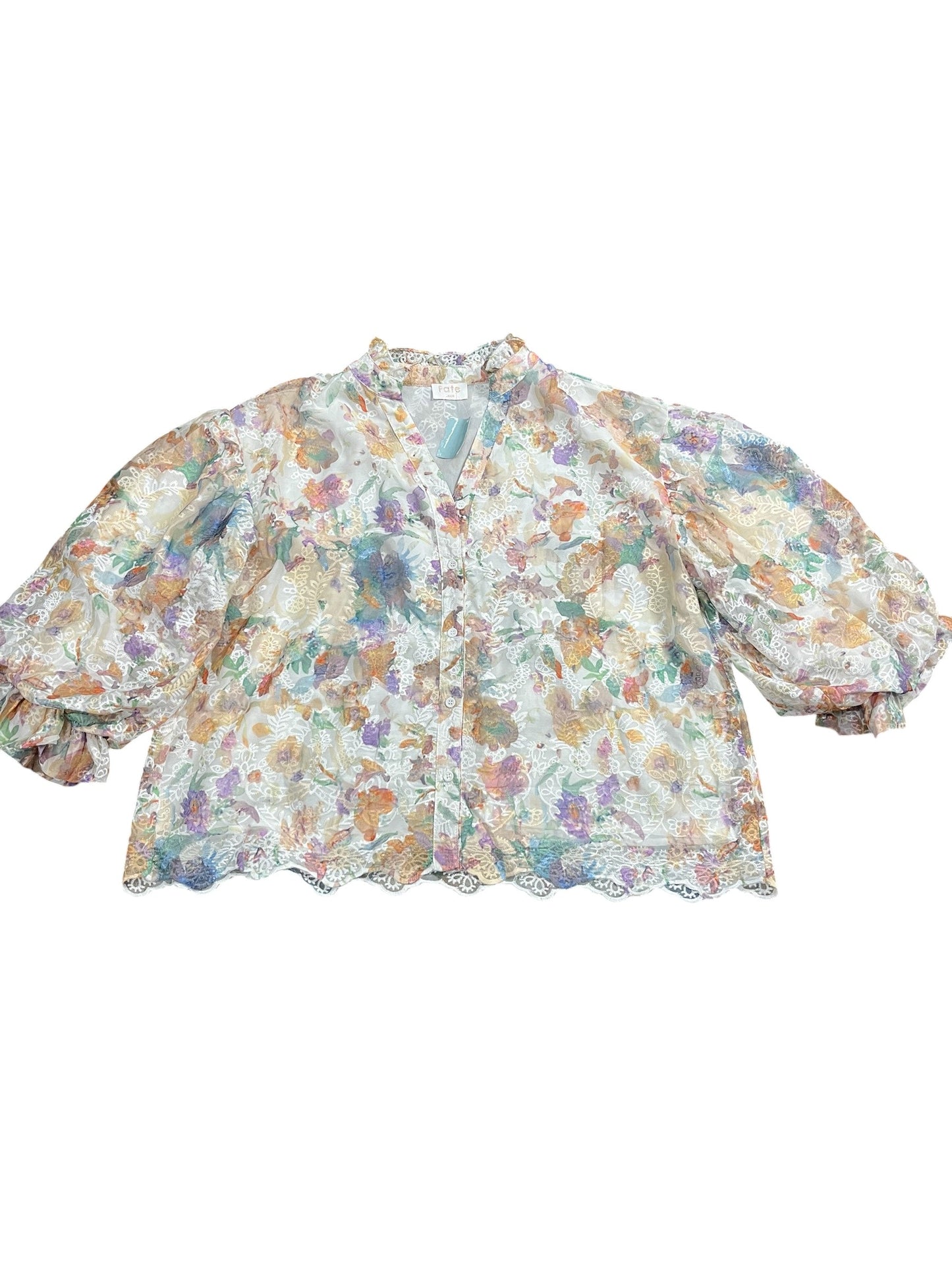Blouse 3/4 Sleeve By Fate In Multi, Size:L