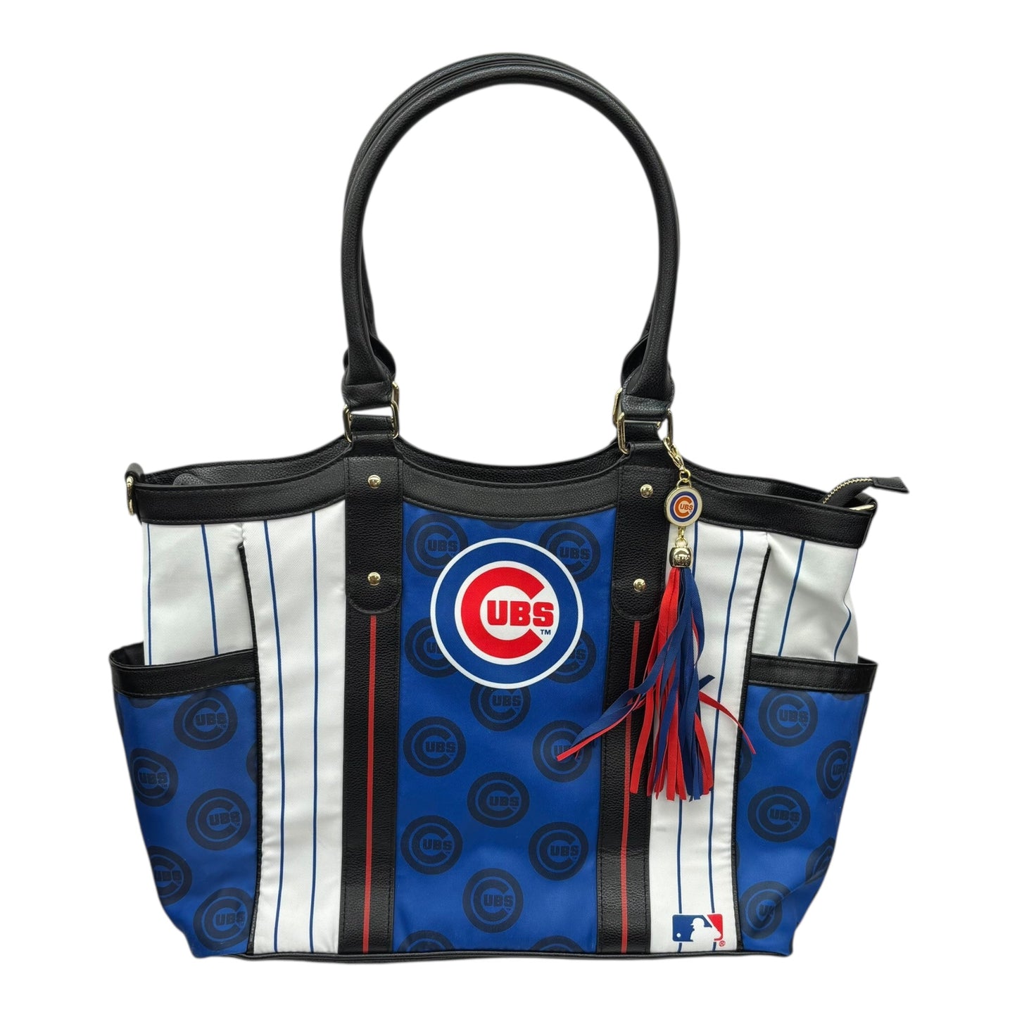 Handbag By Clothes Mentor In Blue & White, Size:Large