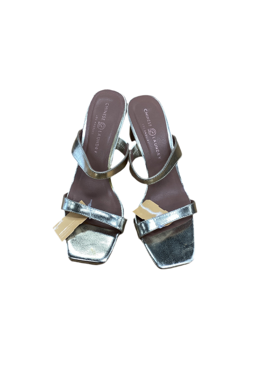 Sandals Heels Block By Chinese Laundry In Gold, Size:9.5