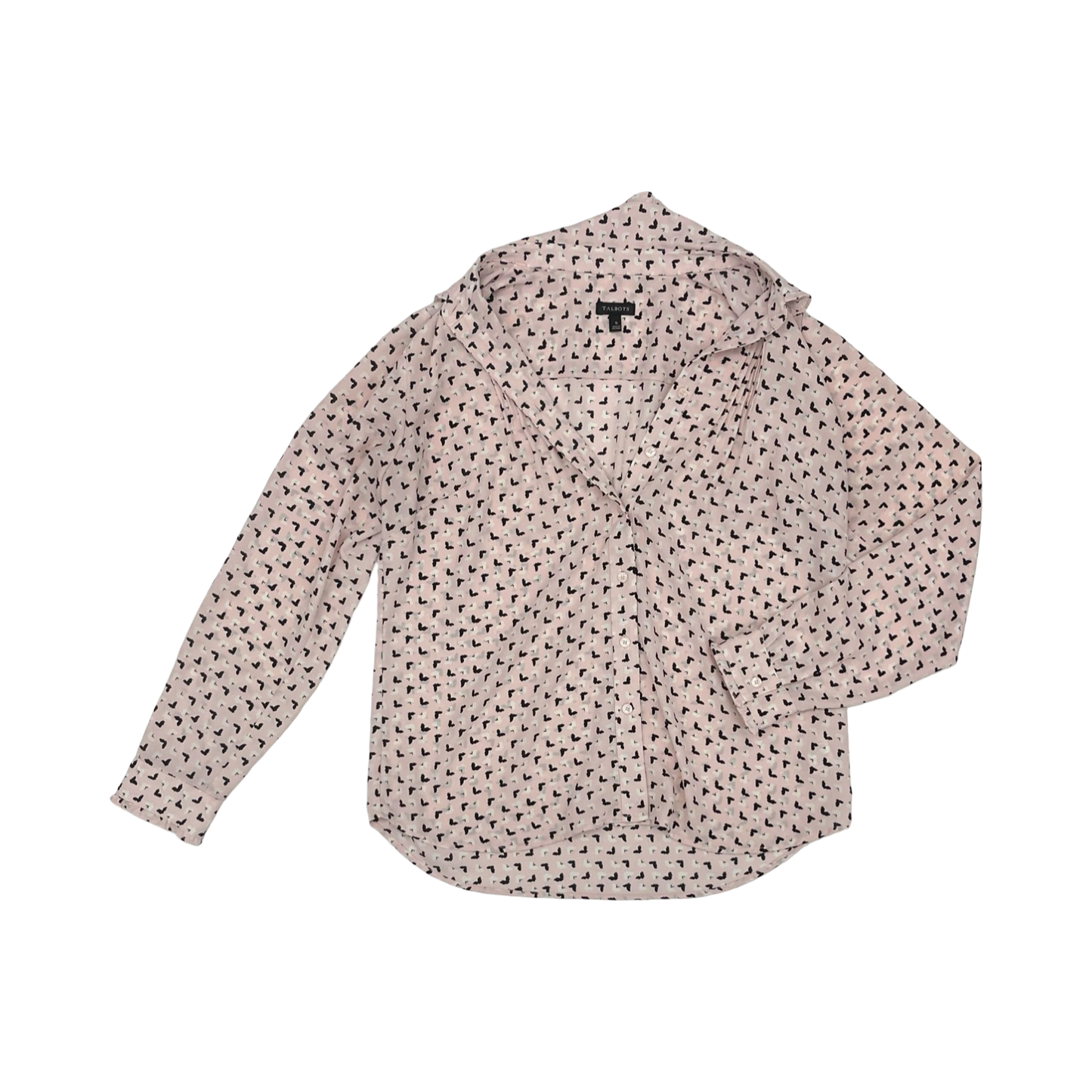 Blouse Ls By Talbots In Black & Pink, Size:S