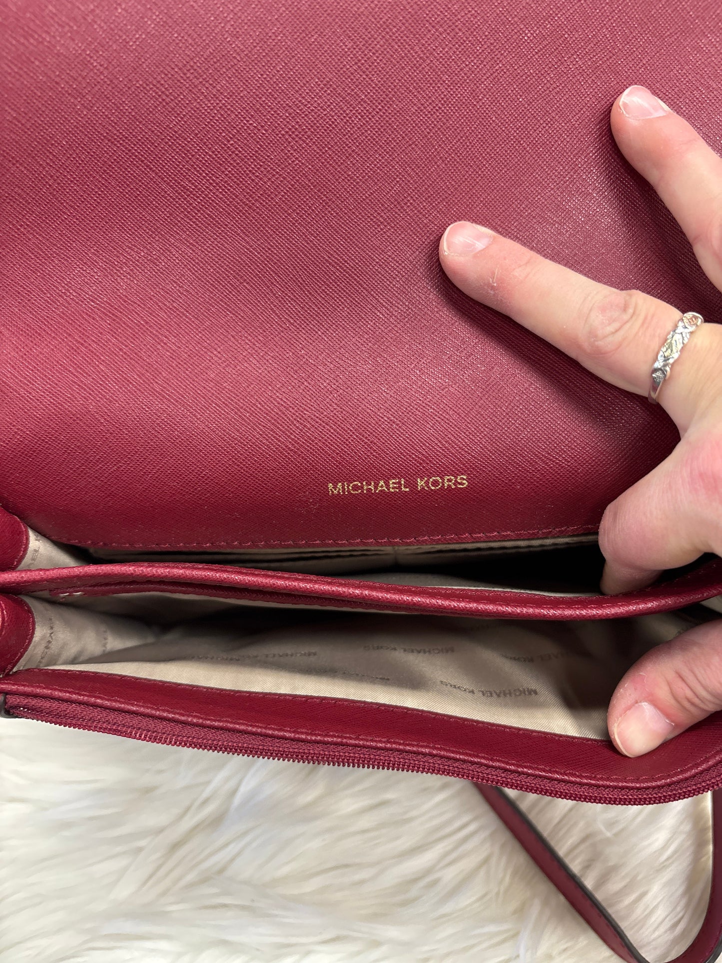Crossbody Designer By Michael Kors In Red, Size:Medium