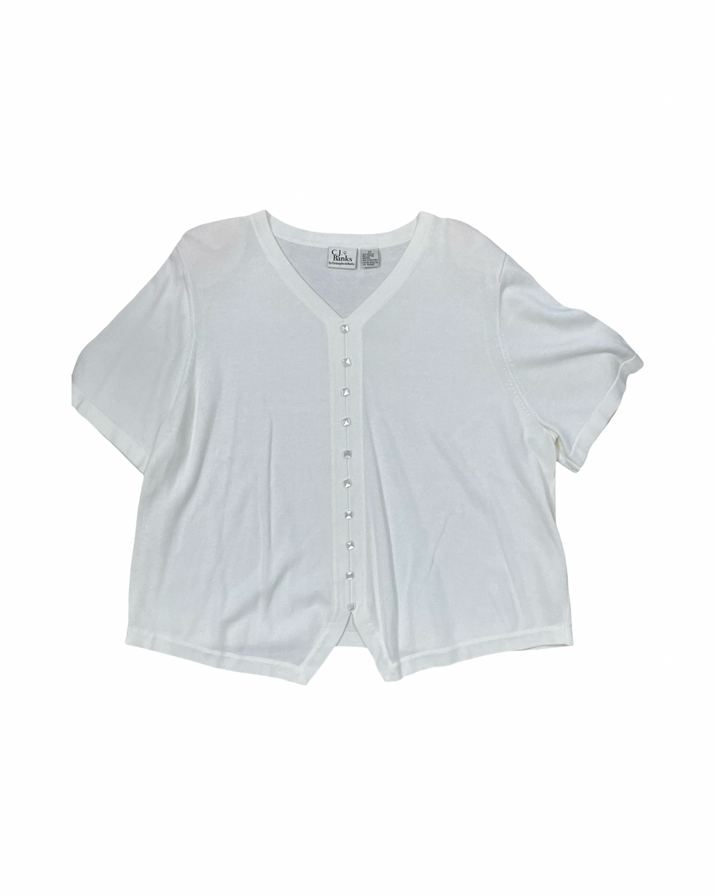 Top Ss By Cj Banks In Cream, Size:2X