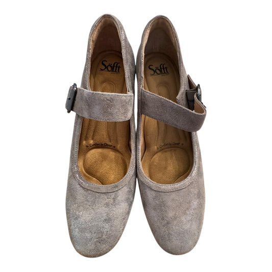 Shoes Heels Block By Sofft In Grey & Gold, Size:8.5
