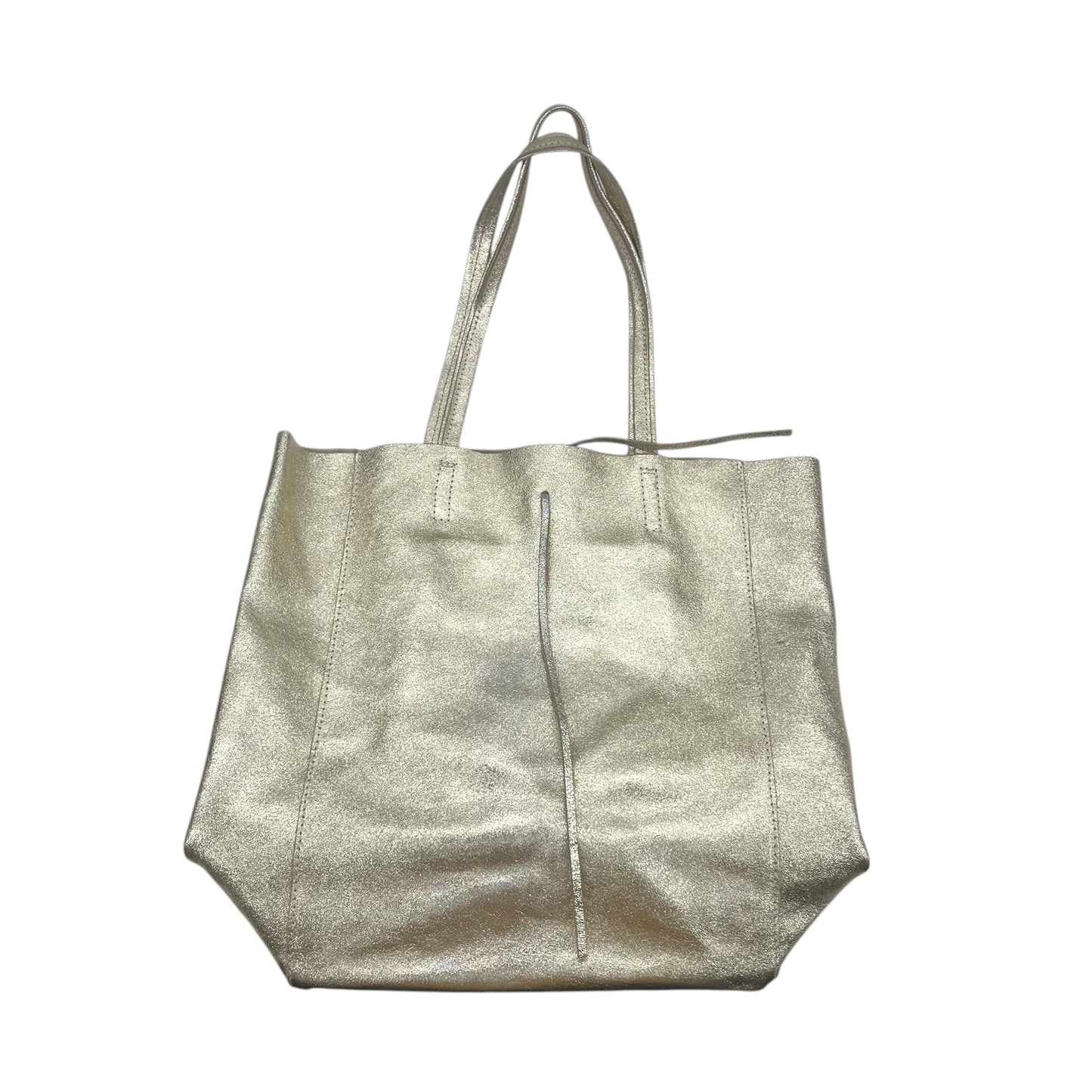 Handbag Leather By Clothes Mentor In Gold, Size:Medium