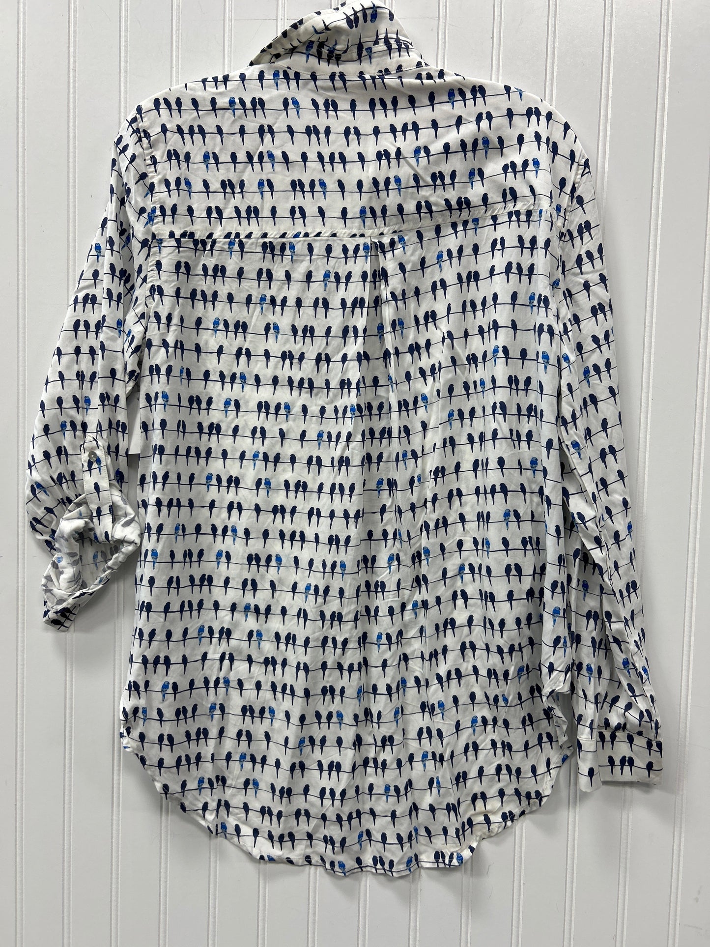 Blouse 3/4 Sleeve By Jane And Delancey In Blue & White, Size:M