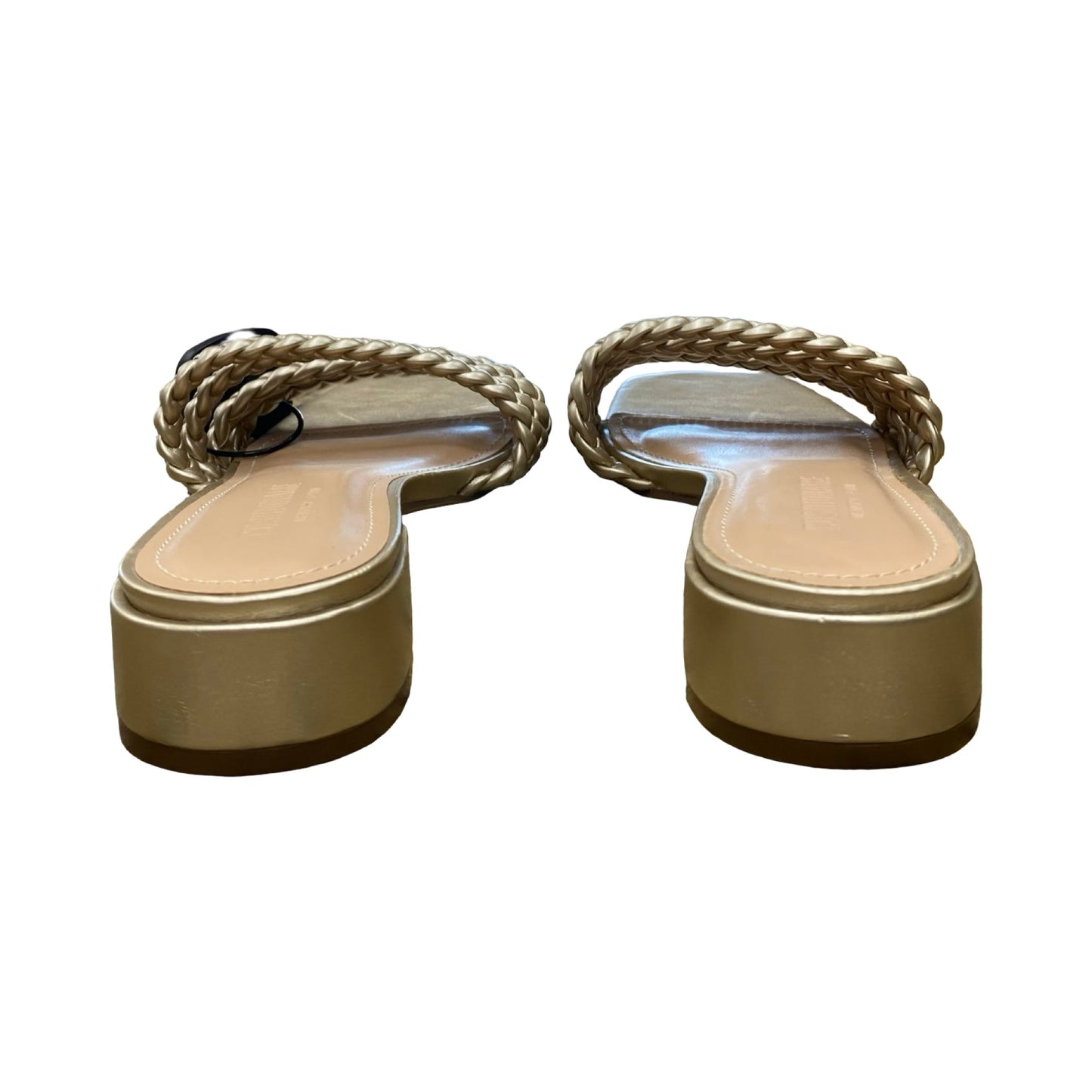 Sandals Heels Block By Cushionaire In Gold, Size:8.5
