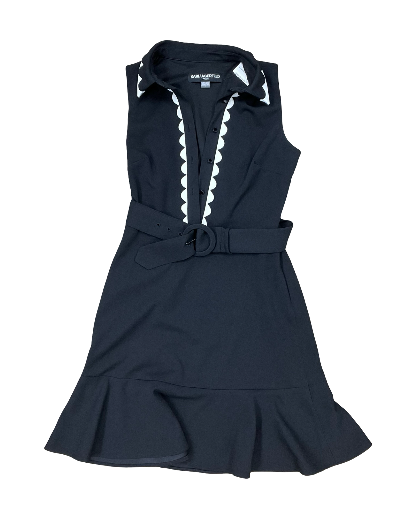 Dress Designer By Karl Lagerfeld In Black & Cream, Size:2