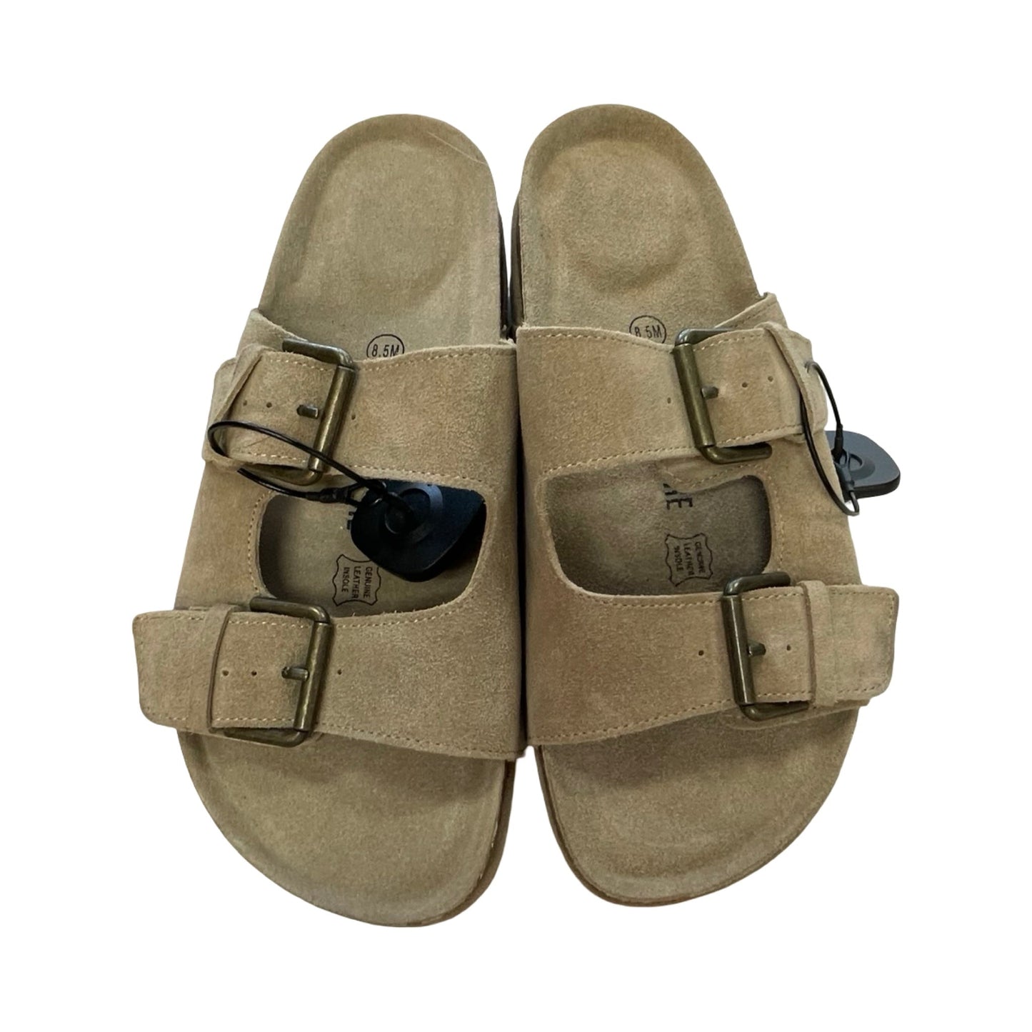 Sandals Heels Block By Cushionaire In Taupe, Size:8.5