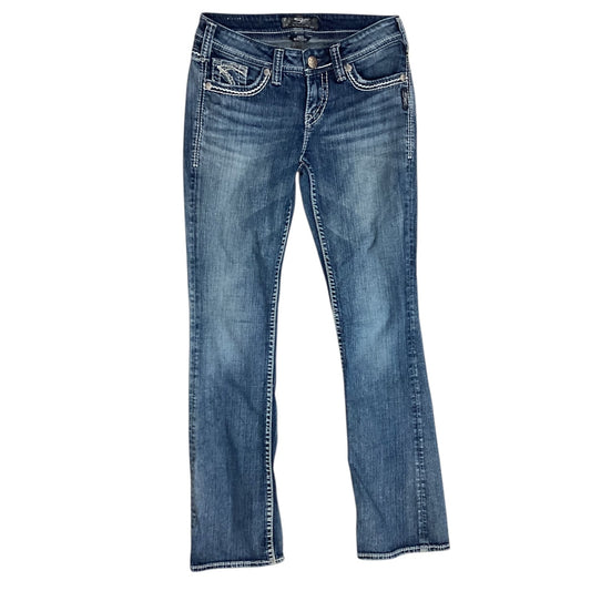 Jeans Boot Cut By Silver In Blue Denim, Size:4