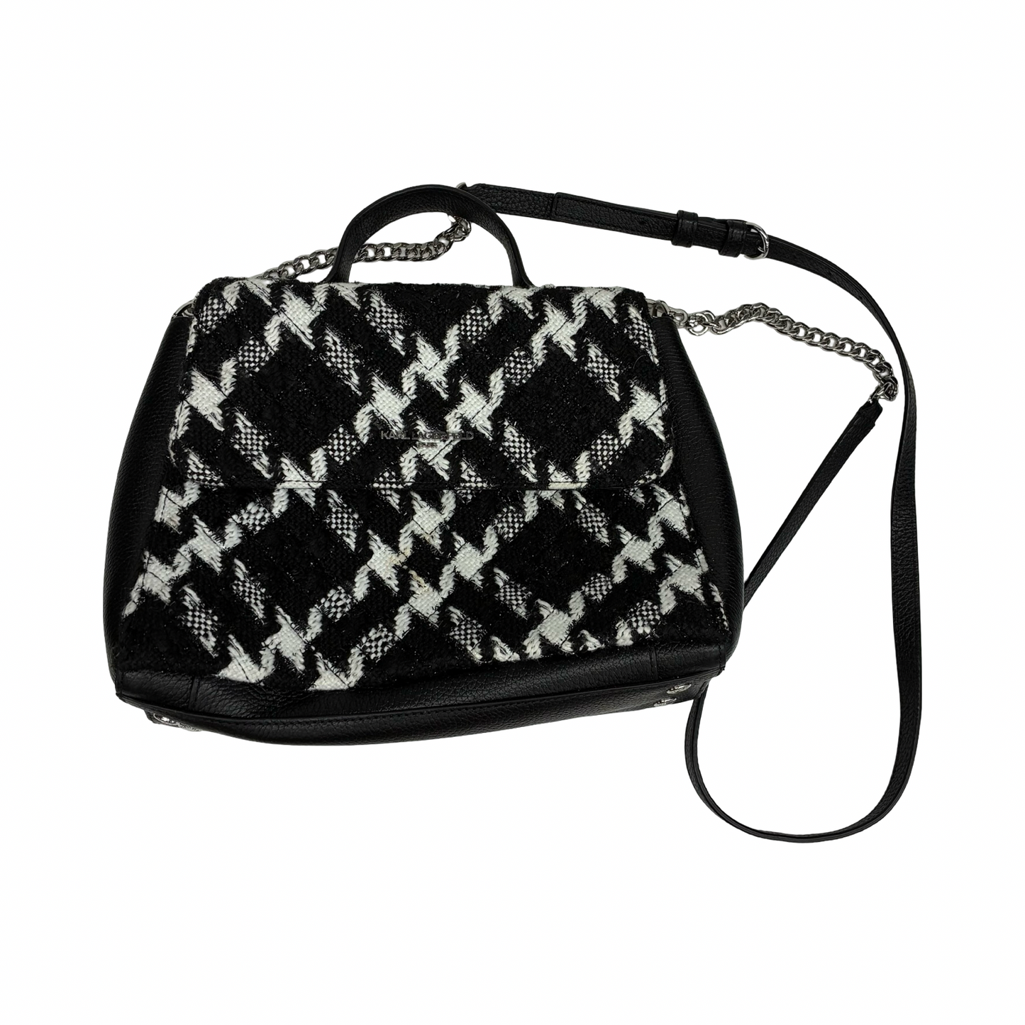 Handbag Designer By Karl Lagerfeld In Black & White, Size:Medium