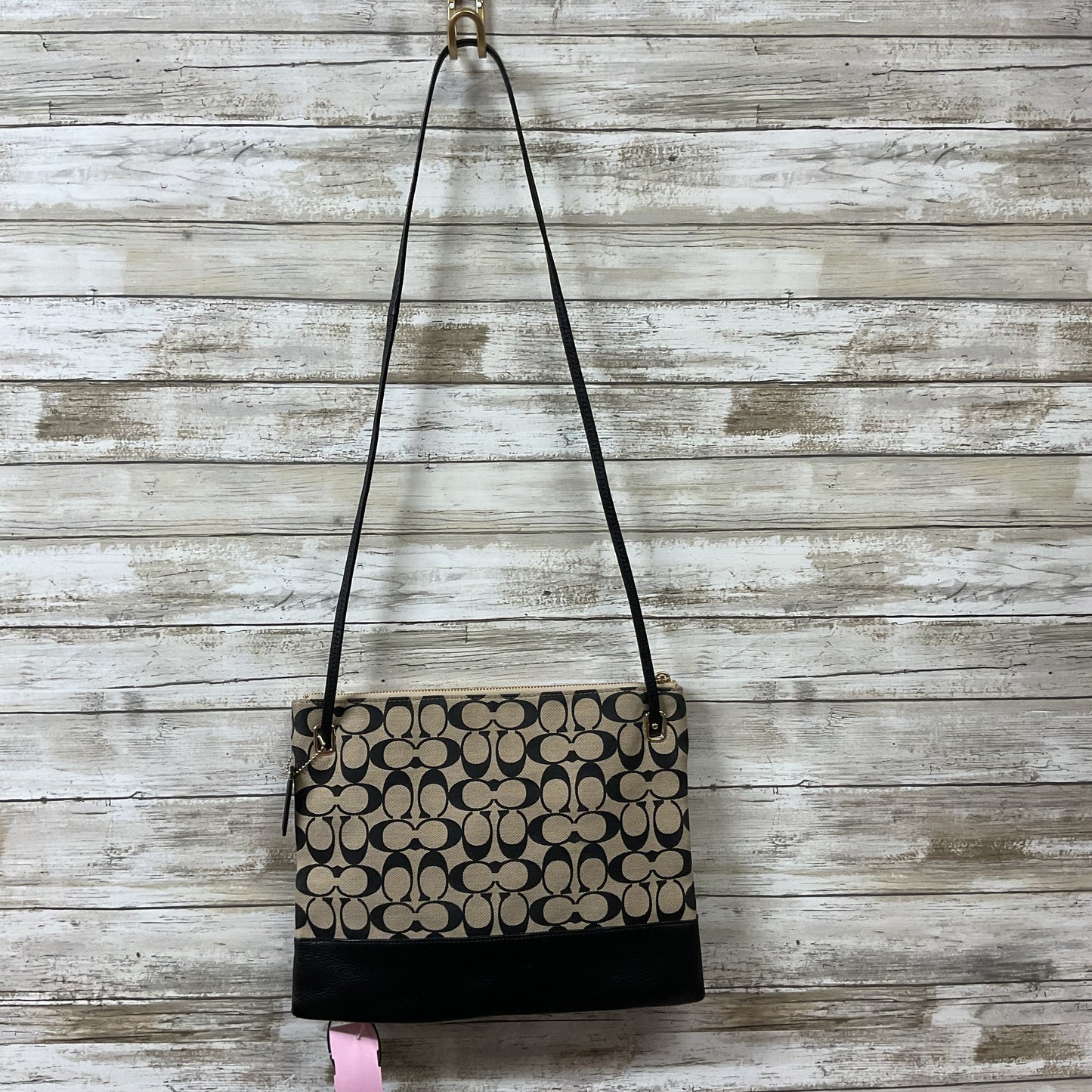 Handbag Designer By Coach In Black & Tan, Size:Small