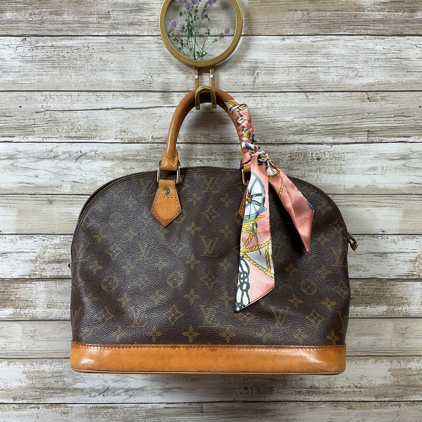 Handbag Luxury Designer By Louis Vuitton In Brown & Pink, Size:Medium AS-IS