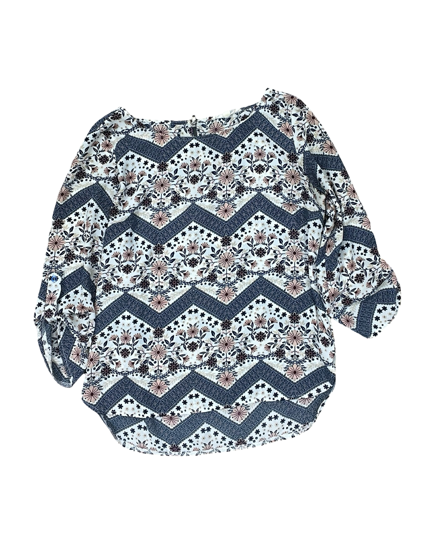 Top 3/4 Sleeve By Pink Rose In Blue & Cream, Size:Xl