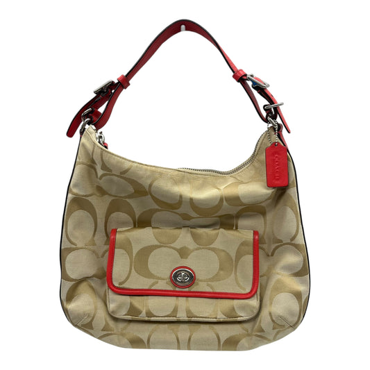 Handbag Designer By Coach In Brown & Orange, Size:Medium