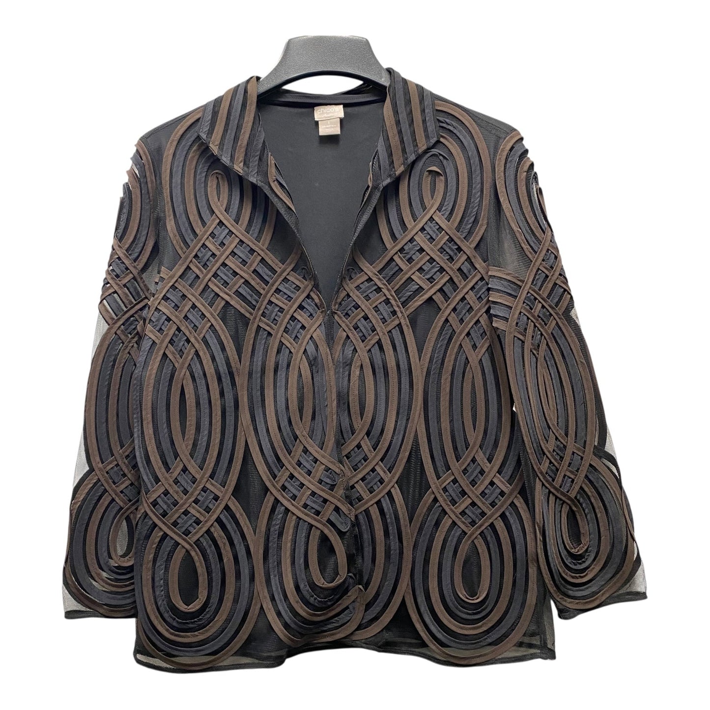 Blazer By Chicos In Black & Brown, Size:M