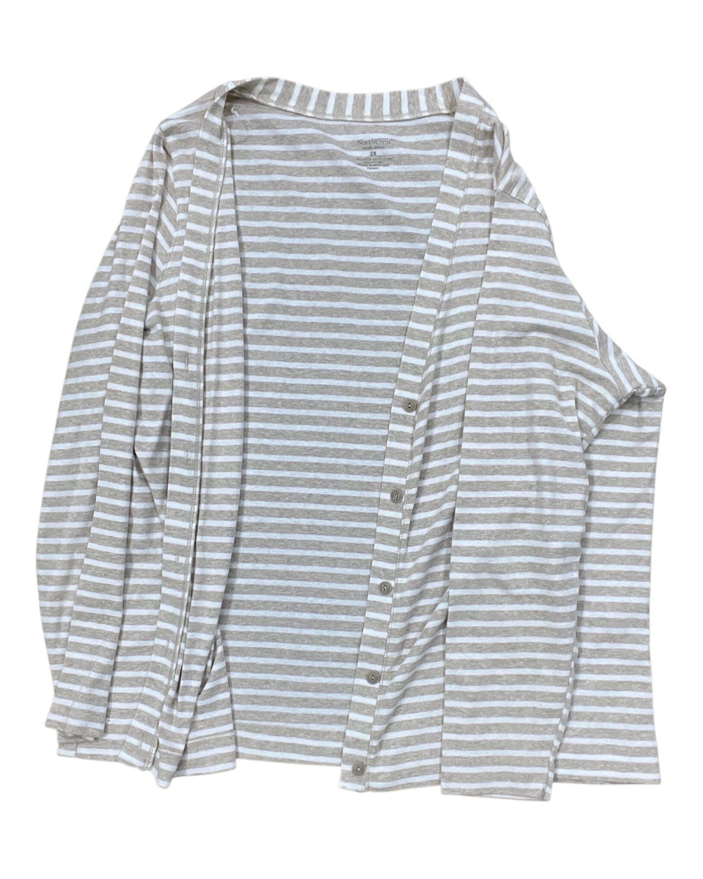 Cardigan By Northcrest In Tan, Size:2X