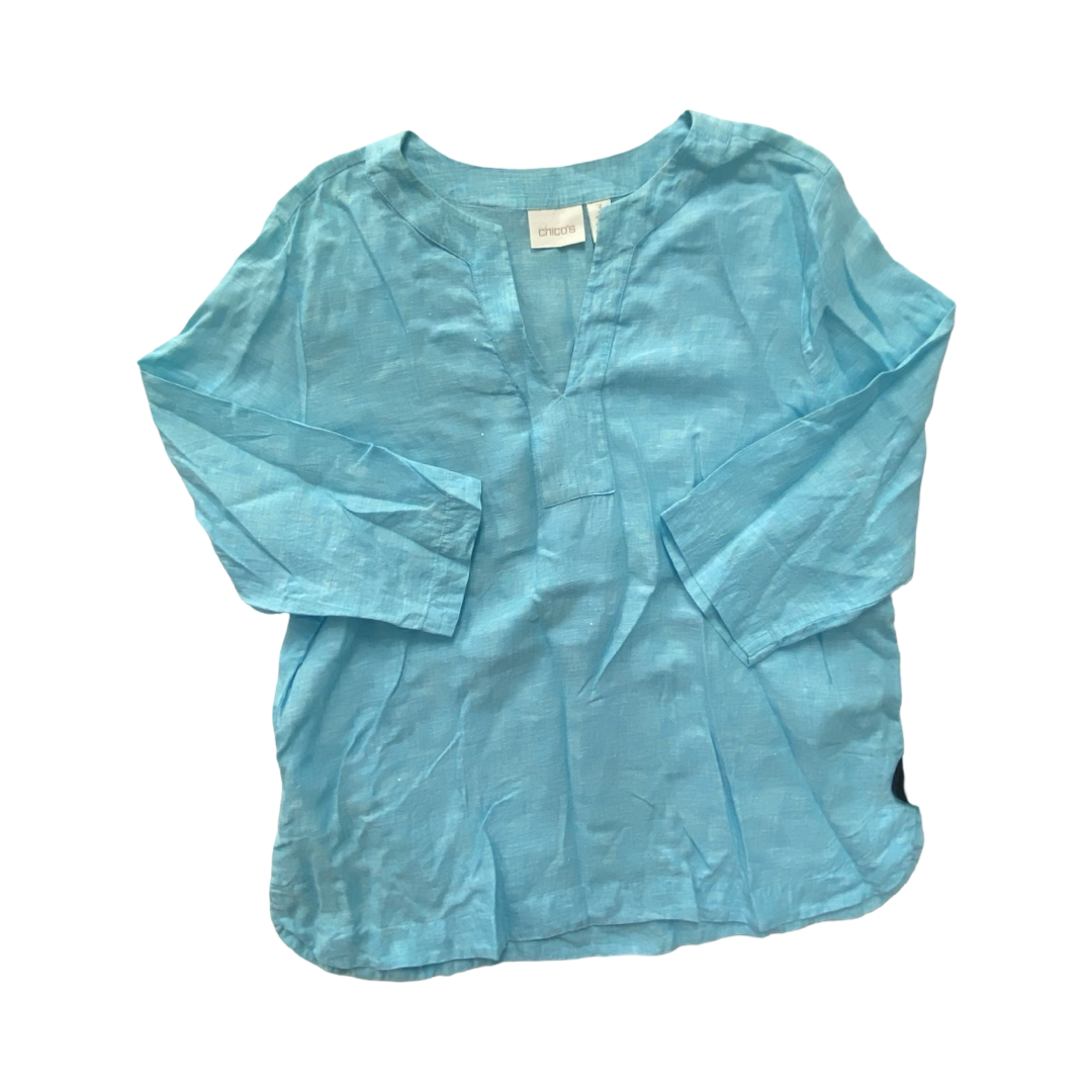 Top 3/4 Sleeve By Chicos In Blue, Size:Xl