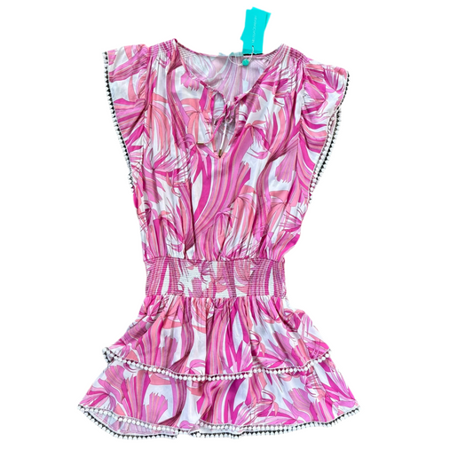Dress Casual Short By Melissa Odabash In Pink & White, Size: M