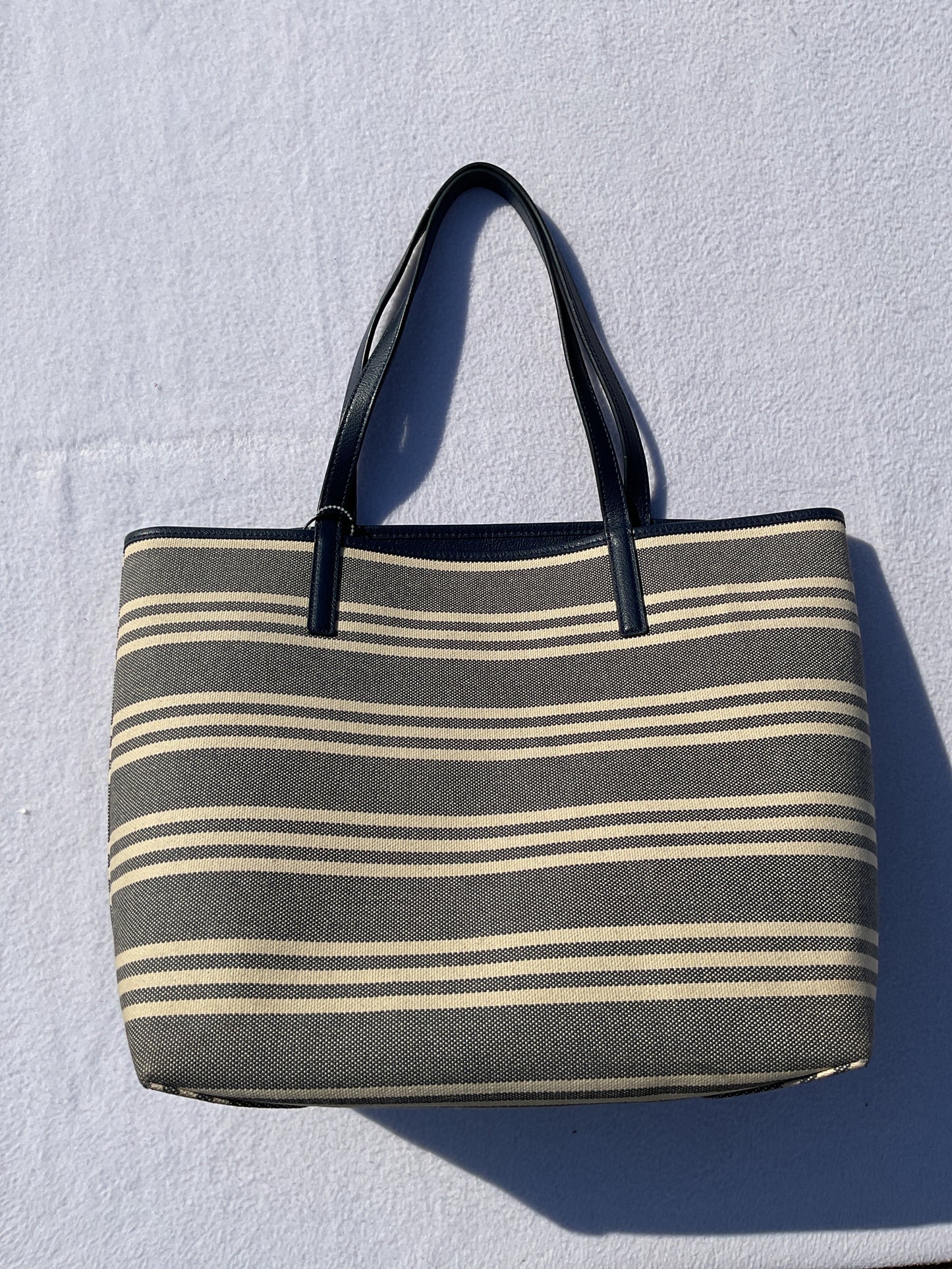 Handbag Designer By Kate Spade In Striped Pattern, Size:Large