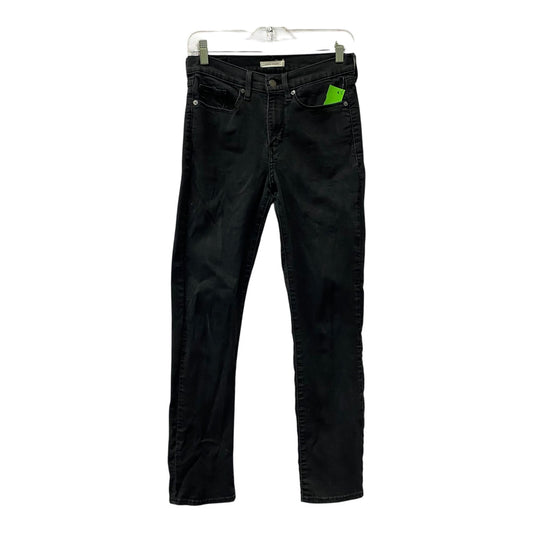 Jeans Straight By Levis In Black Denim, Size:4