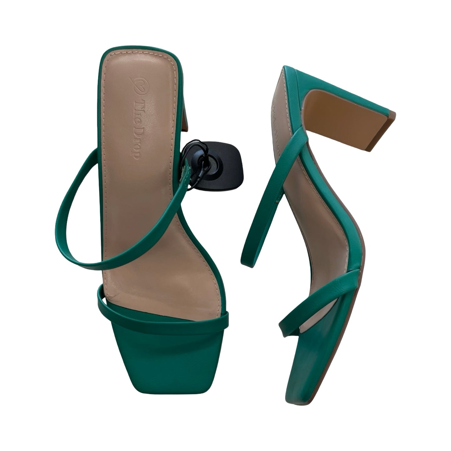Sandals Heels Block By The Drop In Green, Size:7.5