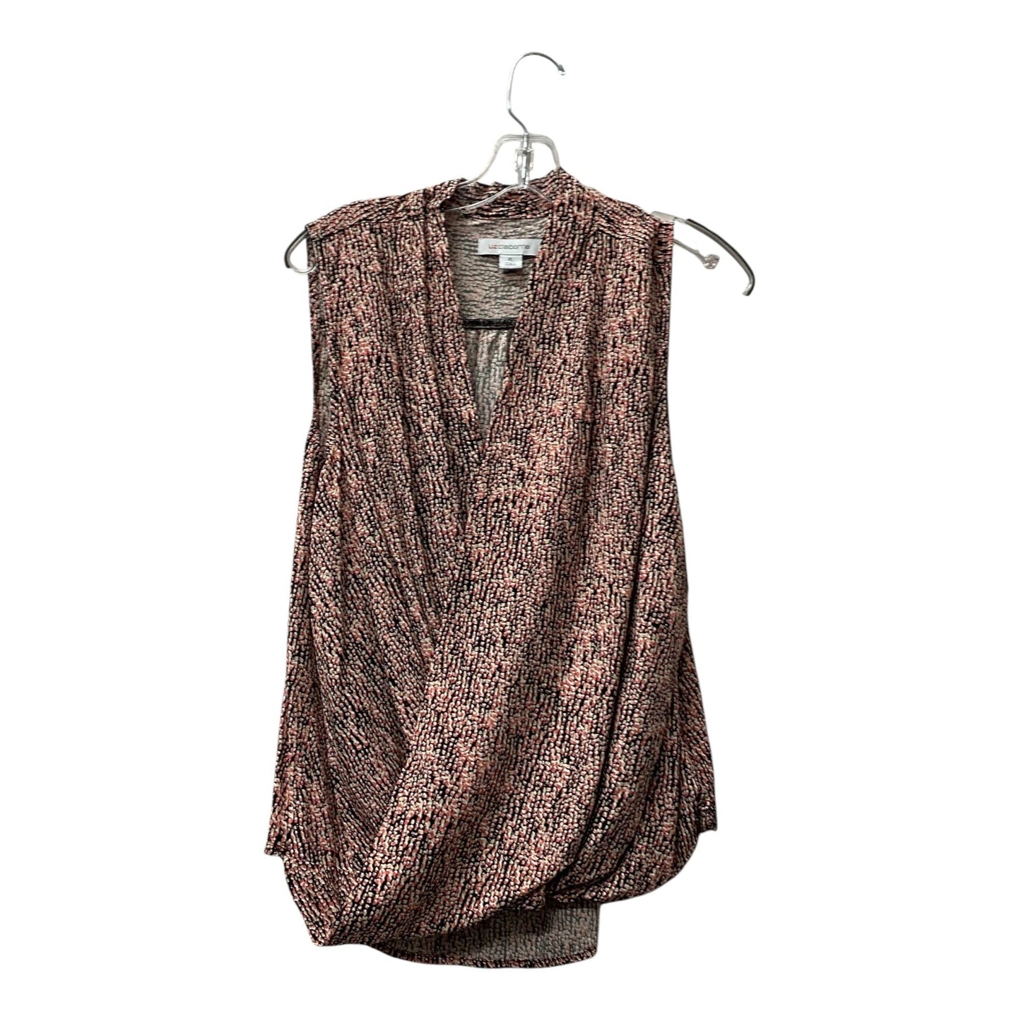Top Sleeveless By Liz Claiborne In Black & Pink, Size:Xl