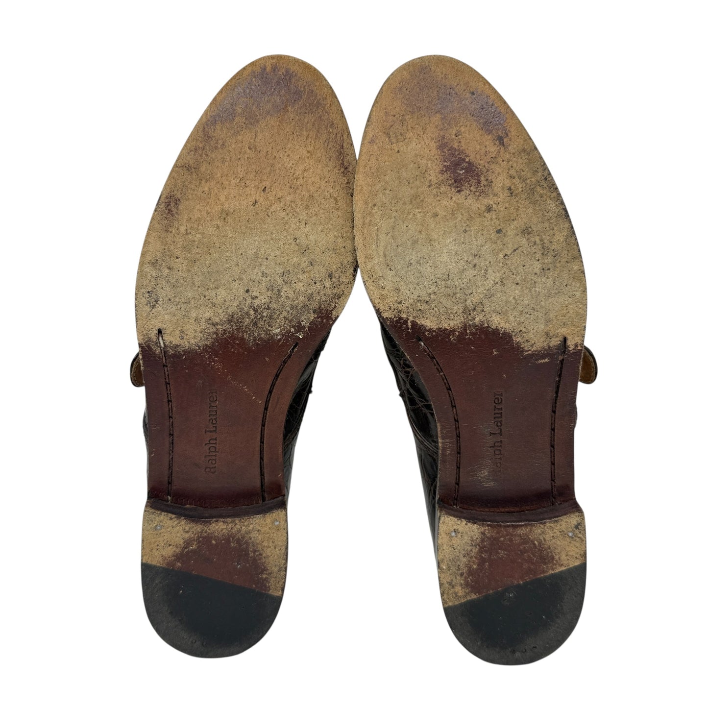 Vintage Alligator Monk-Strap Oxfords By Polo Ralph Lauren In Brown, Size: 8