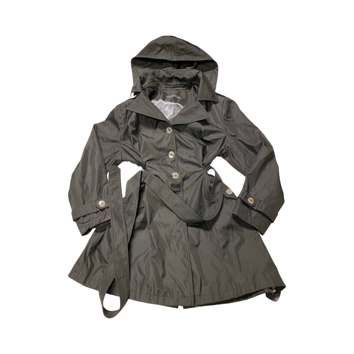 Coat Trench Coat By Calvin Klein In Black, Size:S