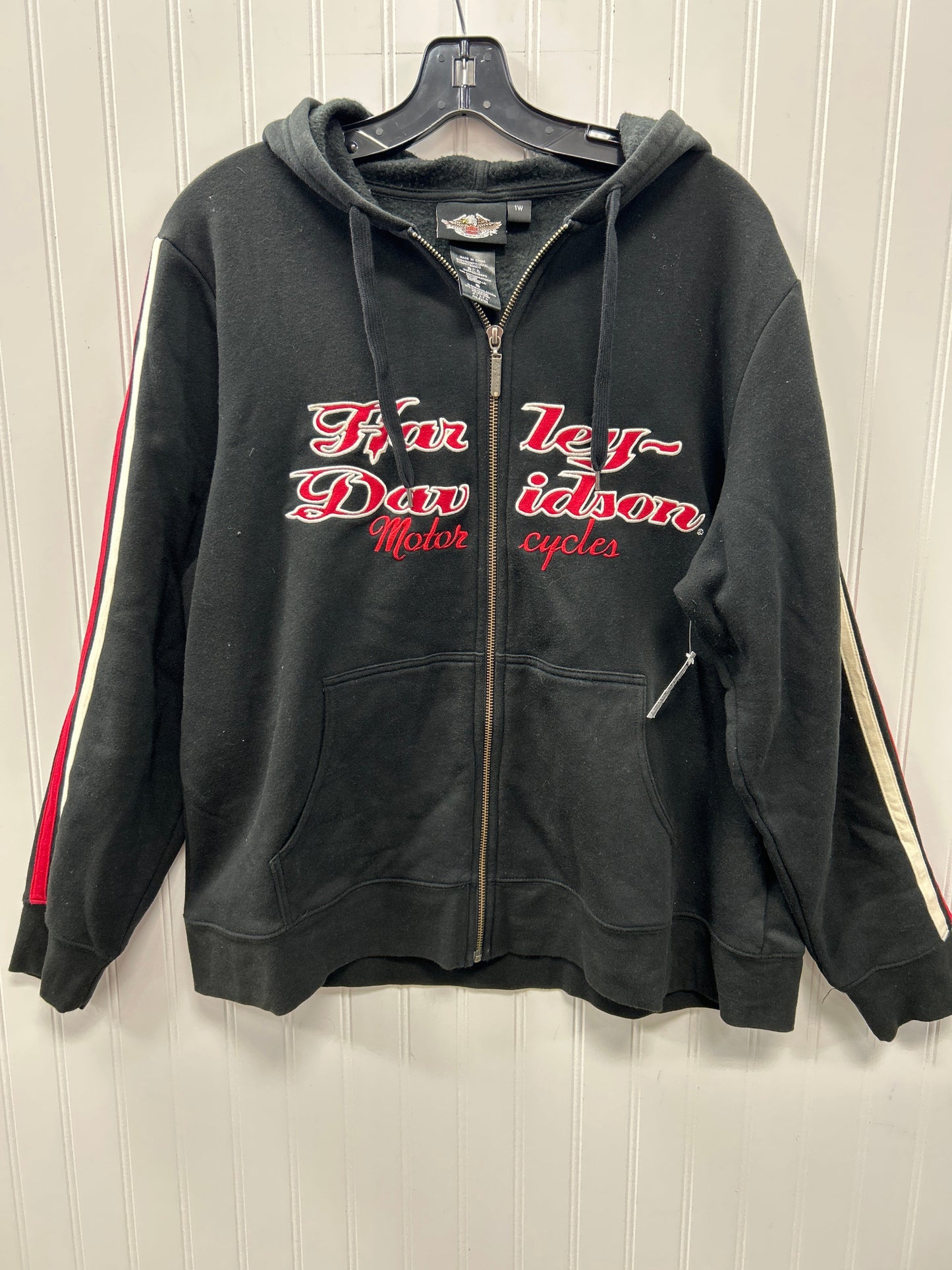 Sweatshirt Hoodie By Harley Davidson In Black, Size:1X
