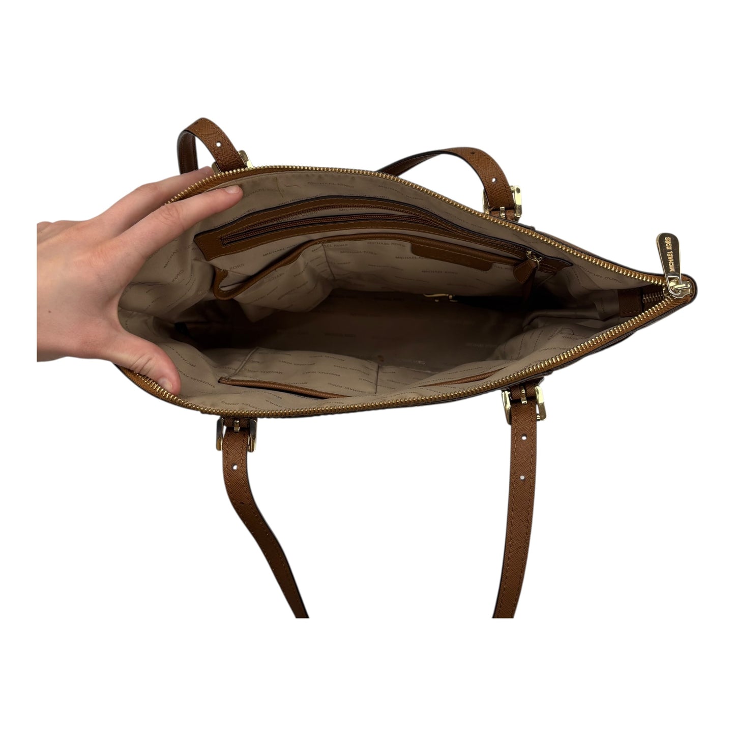 Handbag Designer By Michael Kors In Brown, Size:Medium