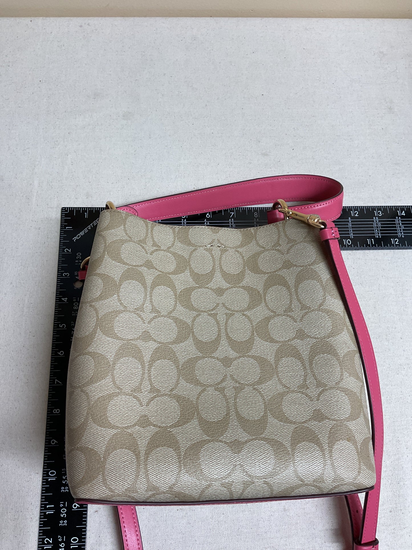 Handbag Designer By Coach In Pink & Tan, Size:Small