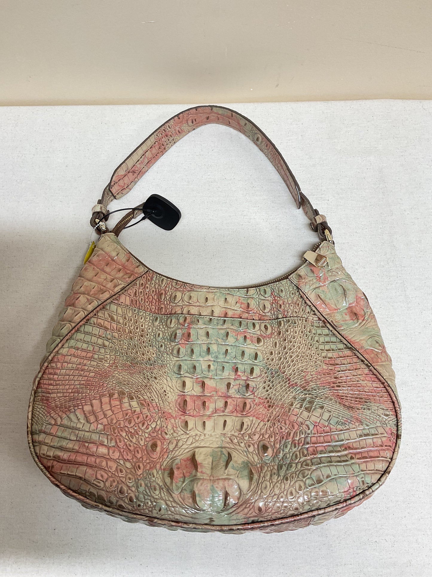 Handbag Designer By Brahmin In Green & Pink, Size:Large