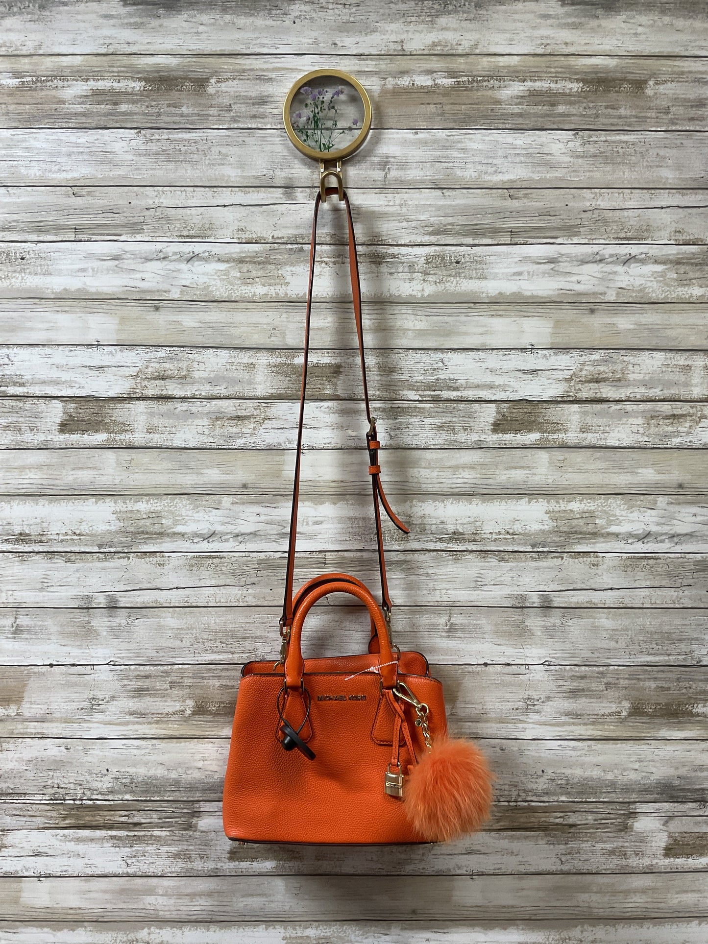 Crossbody Leather By Michael By Michael Kors In Orange, Size:Small