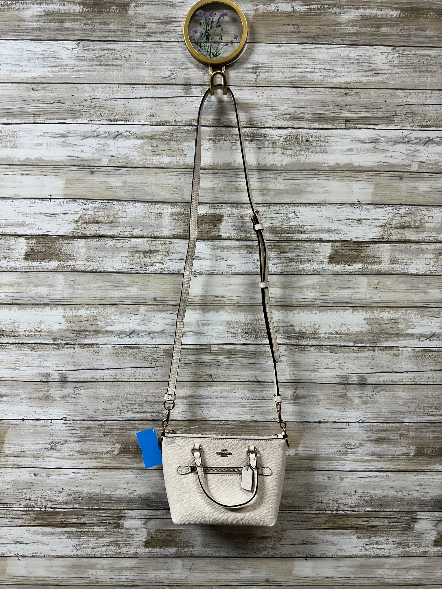Crossbody Designer By Coach In Cream, Size:Small