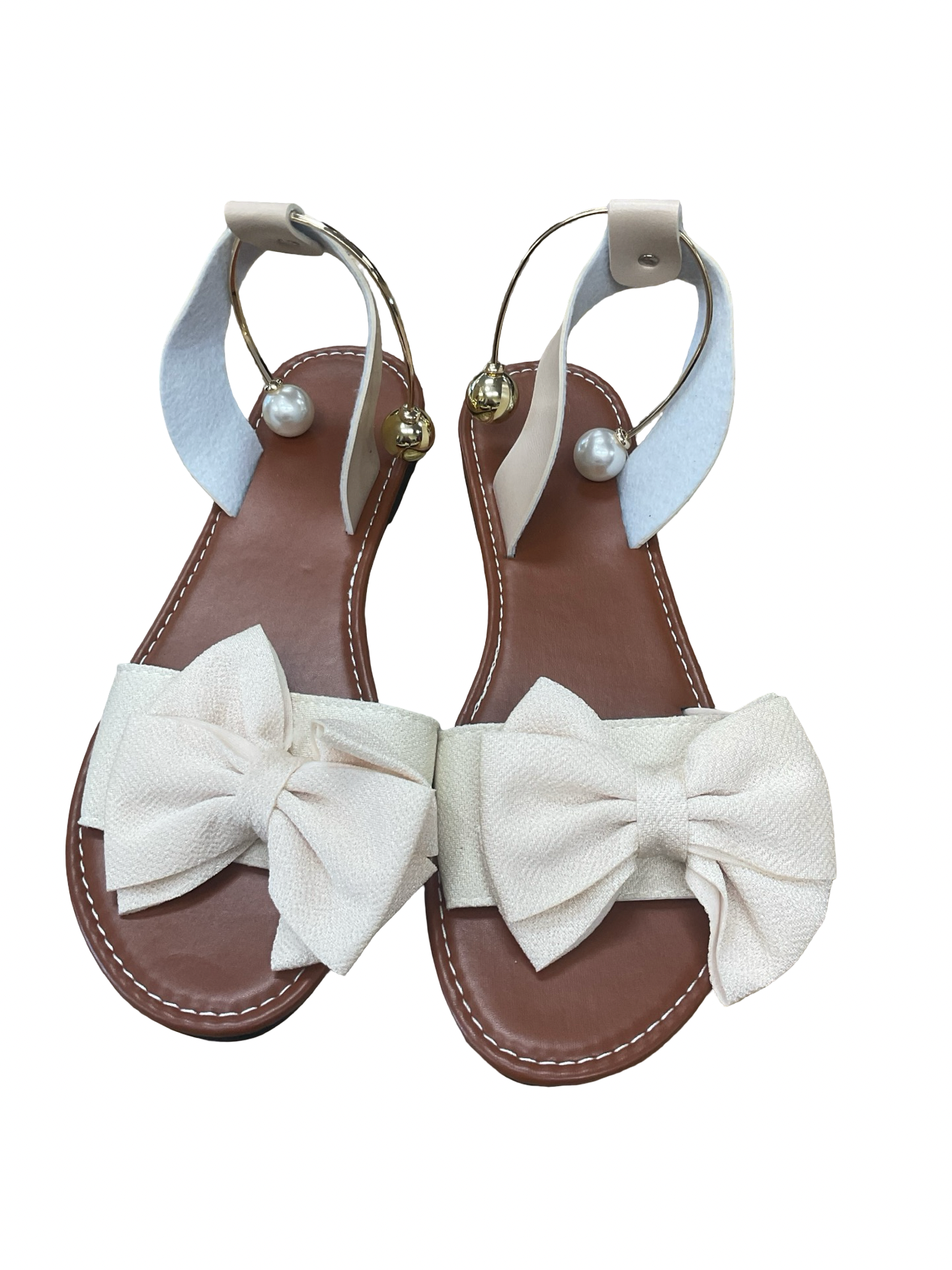 Sandals Flats By Clothes Mentor In Cream, Size:11.5