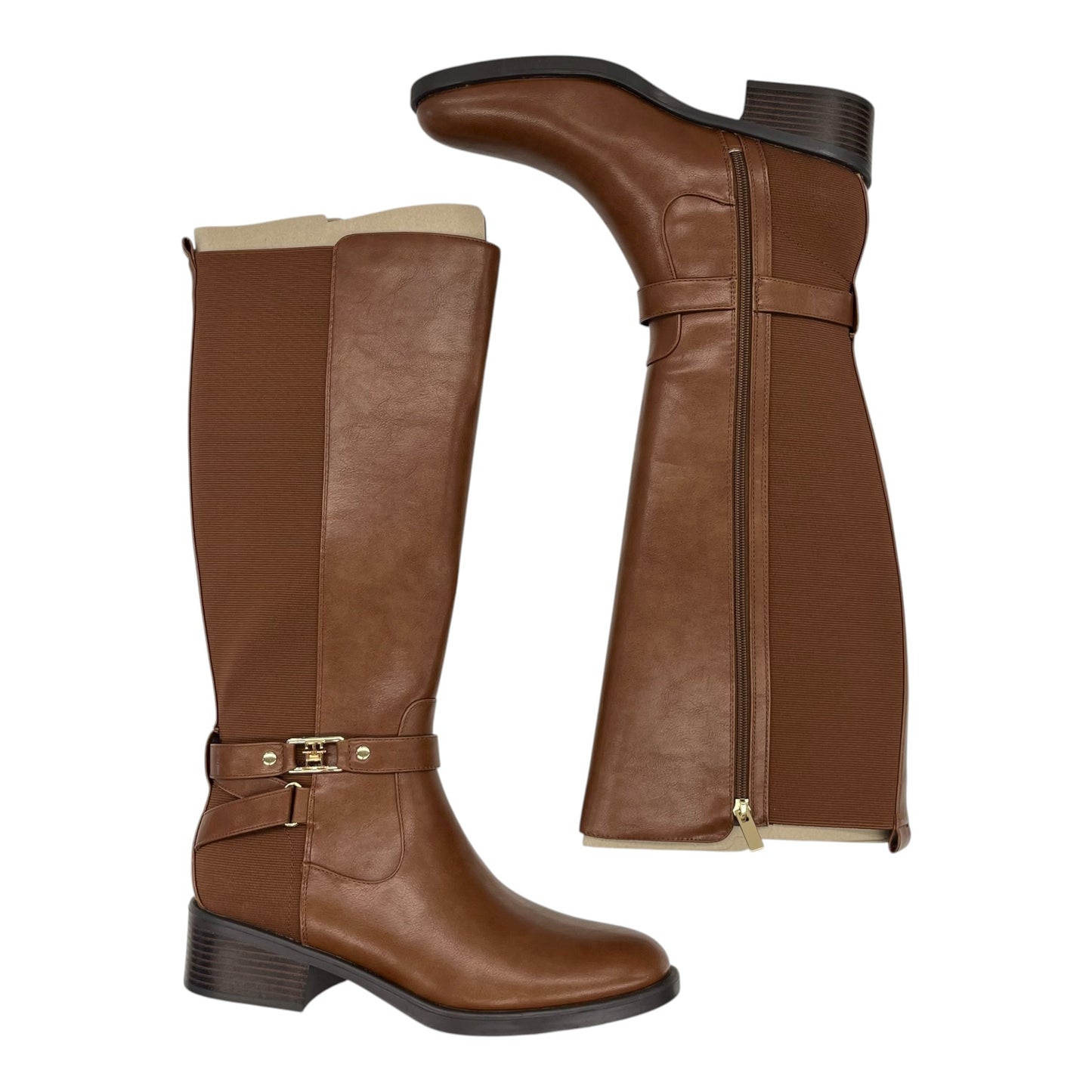 Boots Knee Heels By Tommy Hilfiger In Brown, Size:11