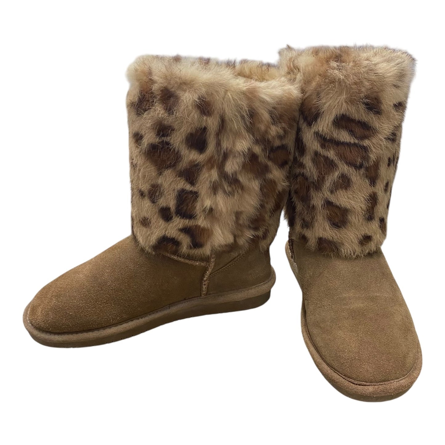 Boots Ankle Flats By Bearpaw In Animal Print, Size:7