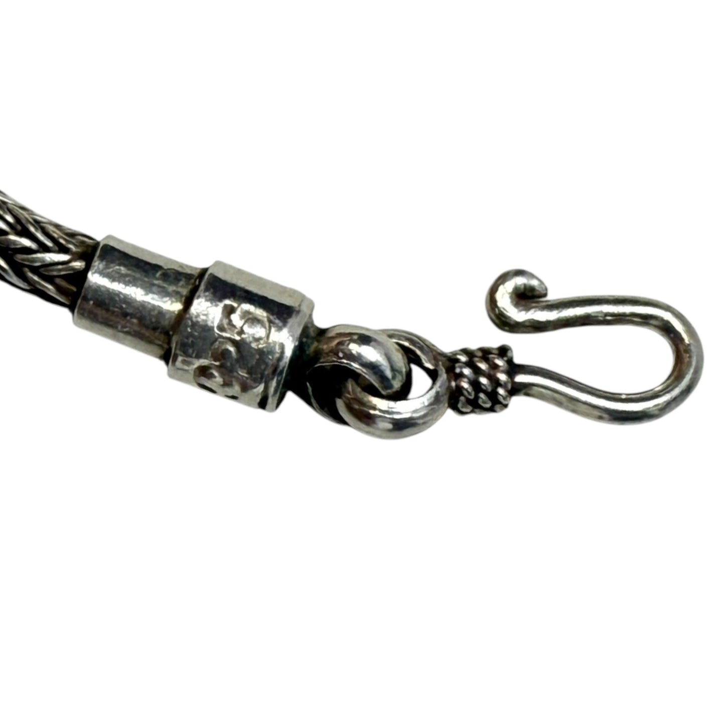 Sterling Silver Mabe Pearl Scrollwork Pendant & Wheat Chain Necklace