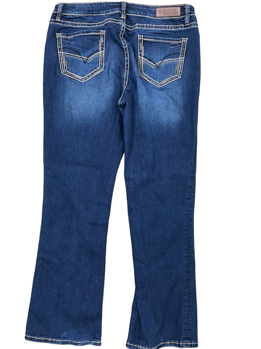 Jeans Boot Cut By Rock & Roll In Blue Denim, Size:16