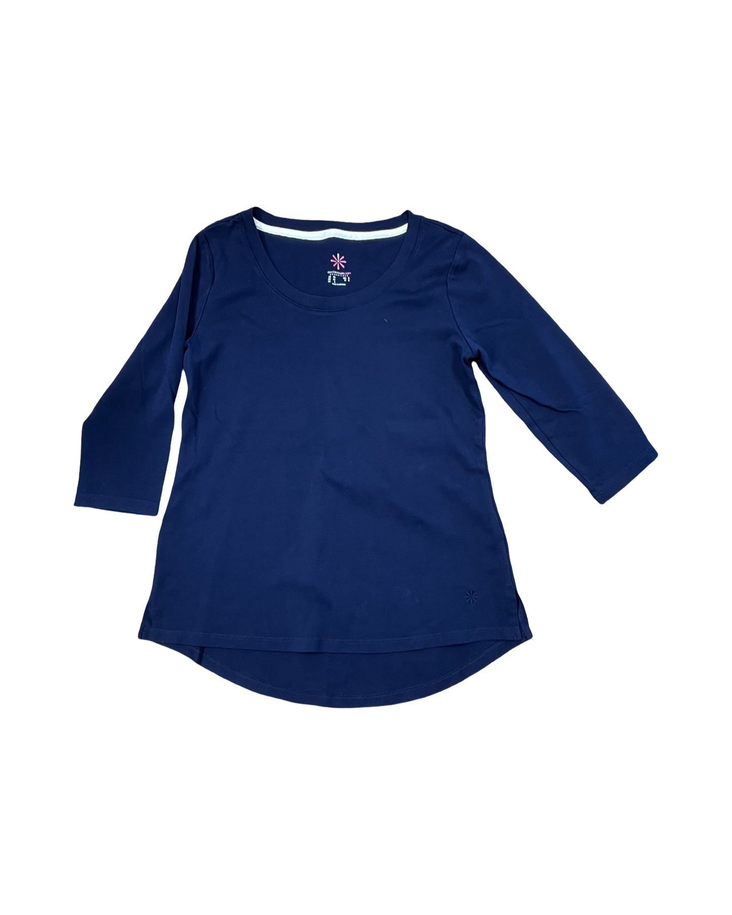 Top 3/4 Sleeve Basic By Isaac Mizrahi In Blue, Size:Xs