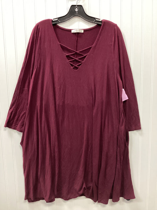 Tunic Ls By Emerald In Maroon, Size:1X