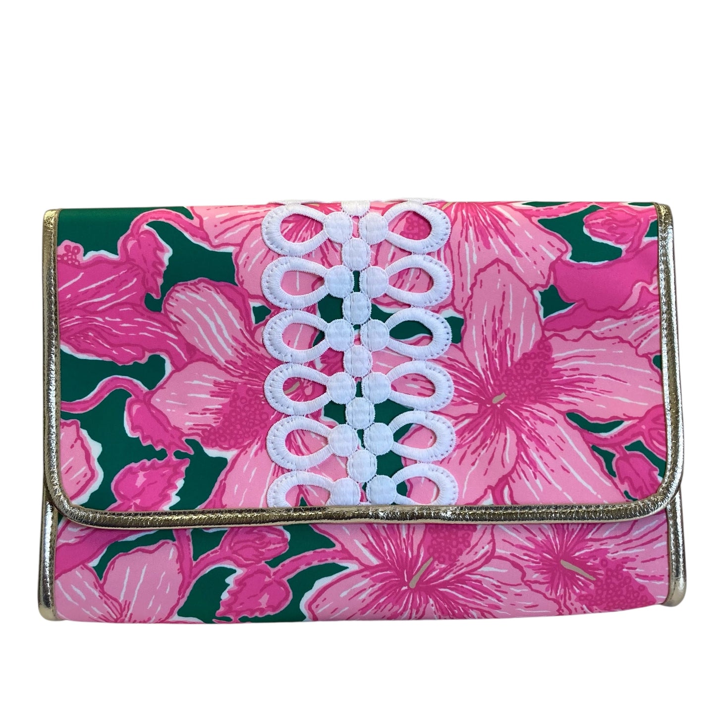 Clutch Designer By Lilly Pulitzer In Green & Pink, Size:Large