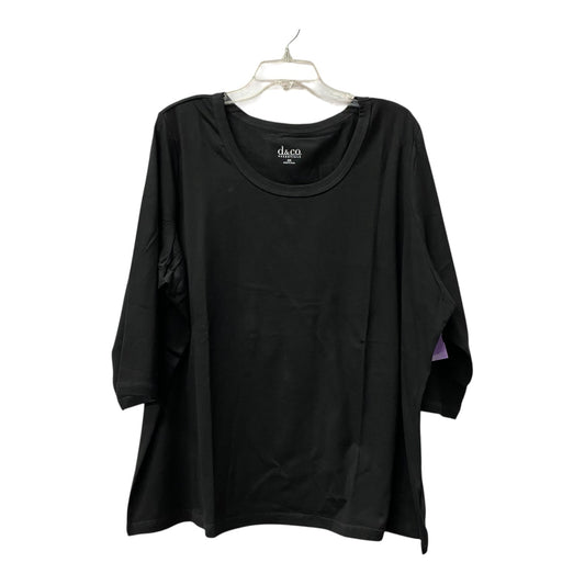Top 3/4 Sleeve Basic By Denim And Company In Black, Size:2X