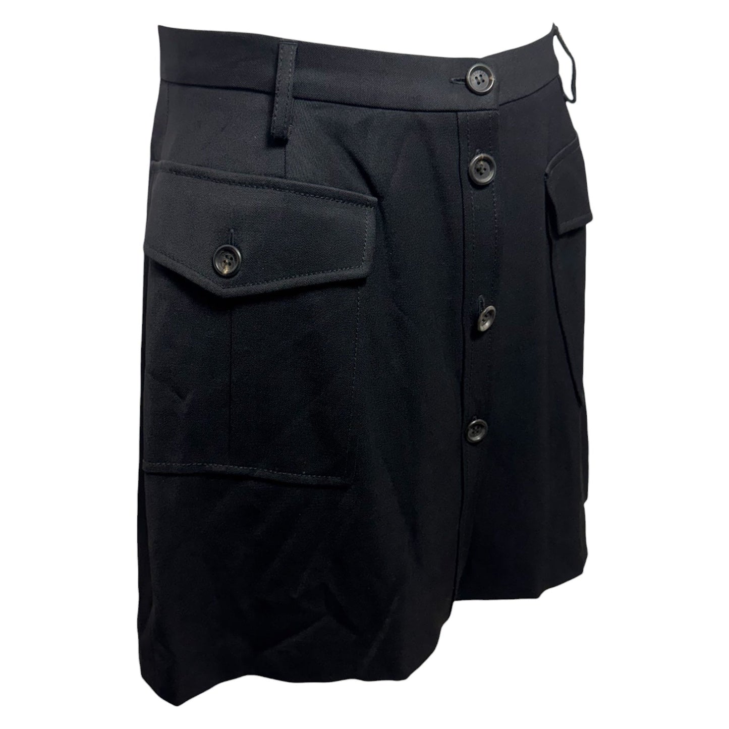 Utility Button Front Mini Skirt Luxury Designer By Burberry In Black, Size: 8