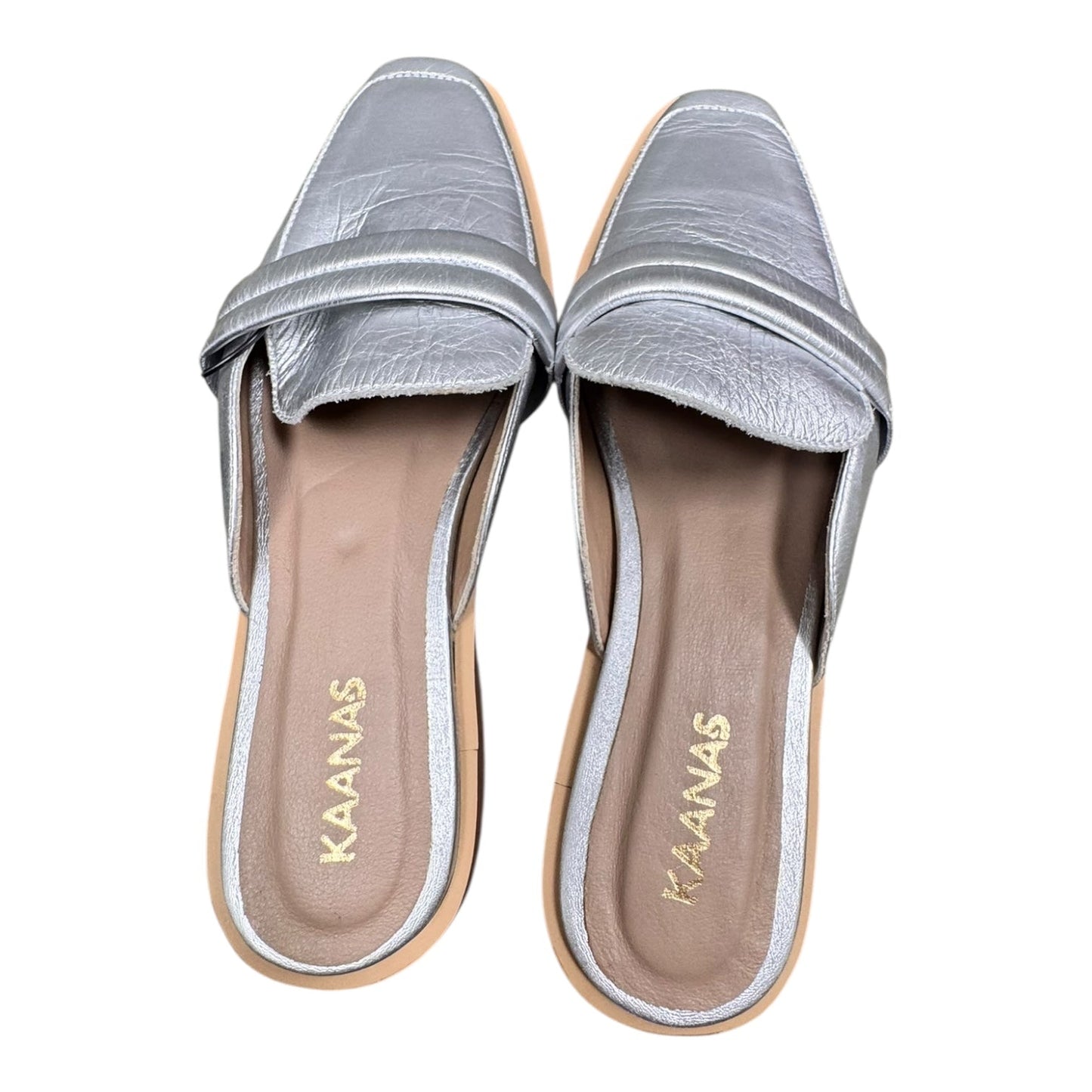 Shoes Flats By KAANAS In Silver, Size:8