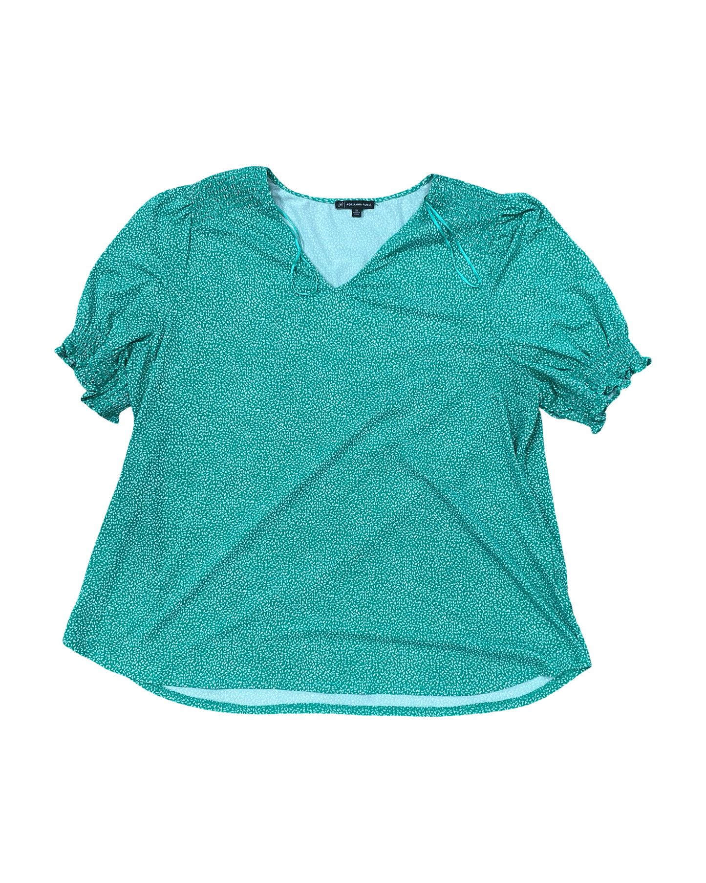 Top Ss By Adrianna Papell In Green & White, Size:2X