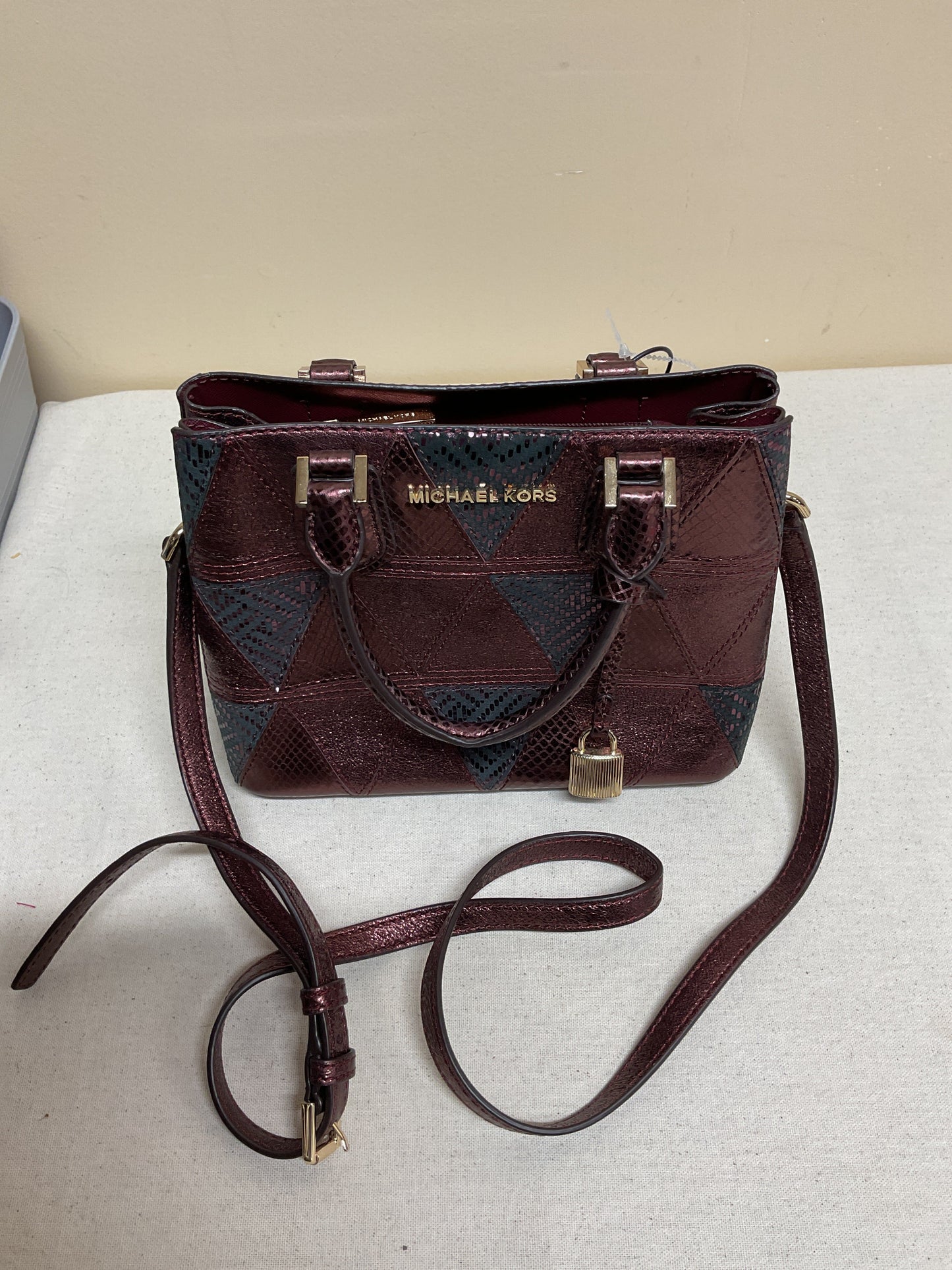 Crossbody Designer By Michael Kors In Purple, Size:Small